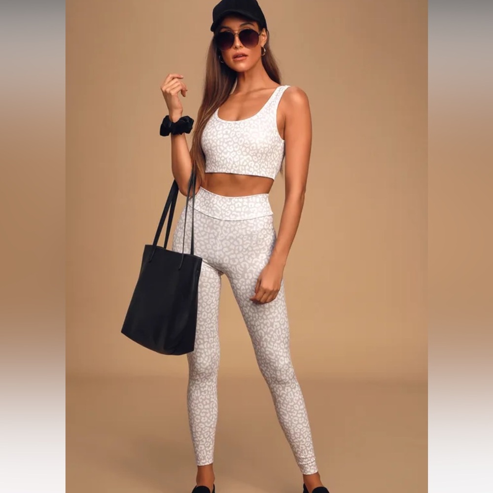 Wild Ideas Taupe Leopard Print Sports Bra & Leggings set - workout set